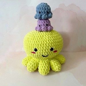 Handmade Crochet Neon Green Sparkly Jumbo Octopus